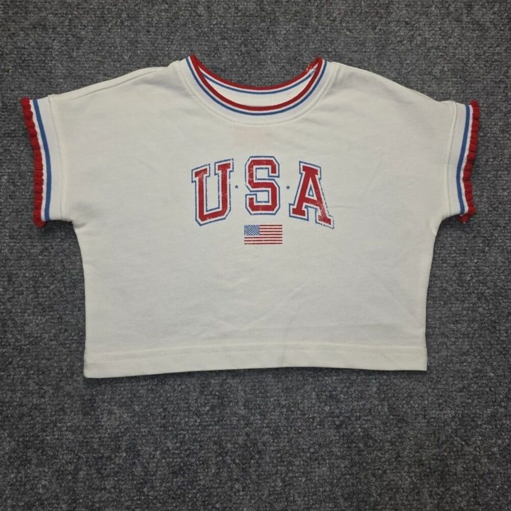 4T USA American Flag Red White Blue Ringer T-Shirt
